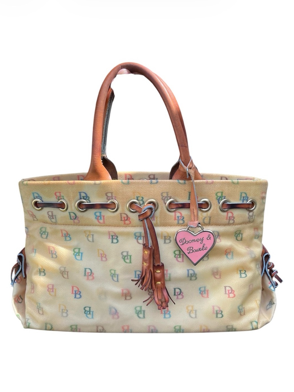Vintage Dooney & Bourke Multicolor DB Tote Bag